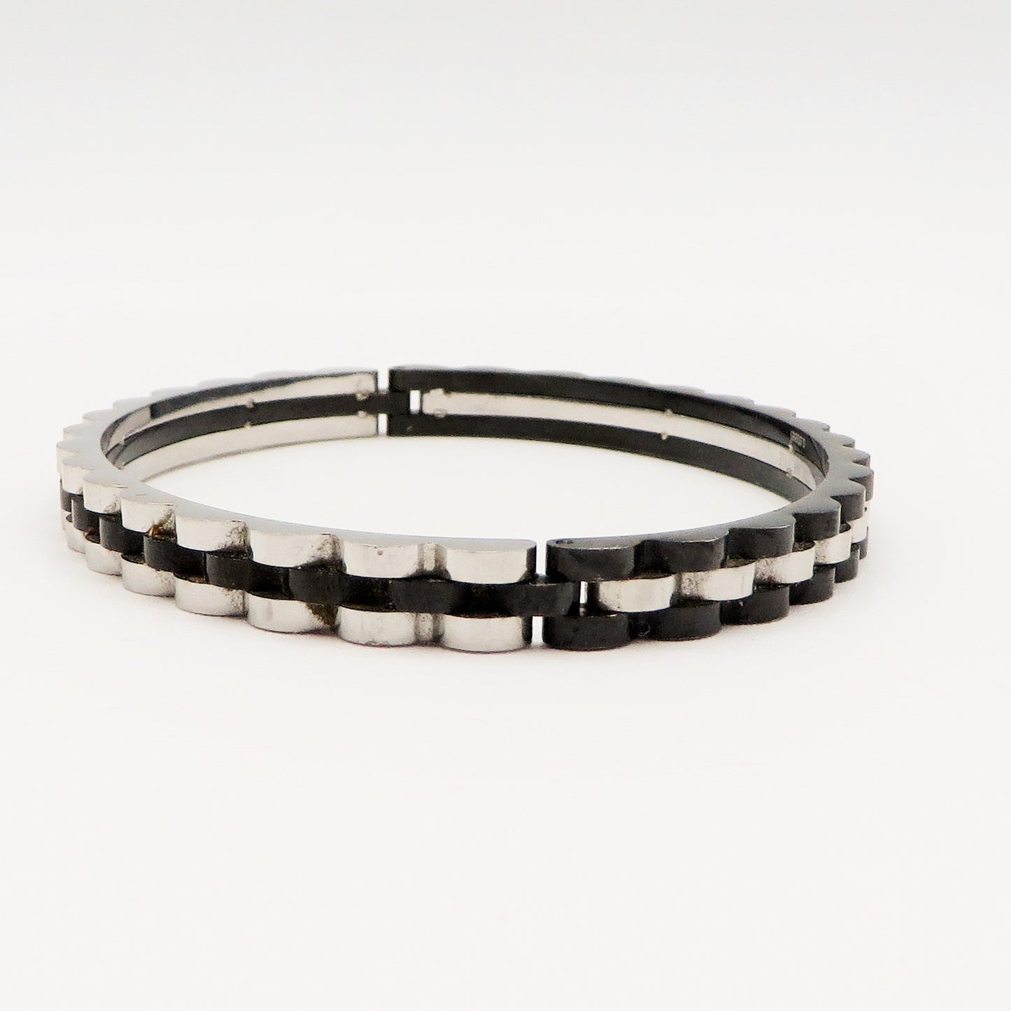Bracciale uomo rigido  ACCIAIO INOSSIDABILE effetto ghiera cronografo