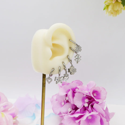 LOVELY SHINE Set 6 orecchini - ACCIAIO INOSSIDABILE - 6 Orecchini pendenti con cubic zirconia