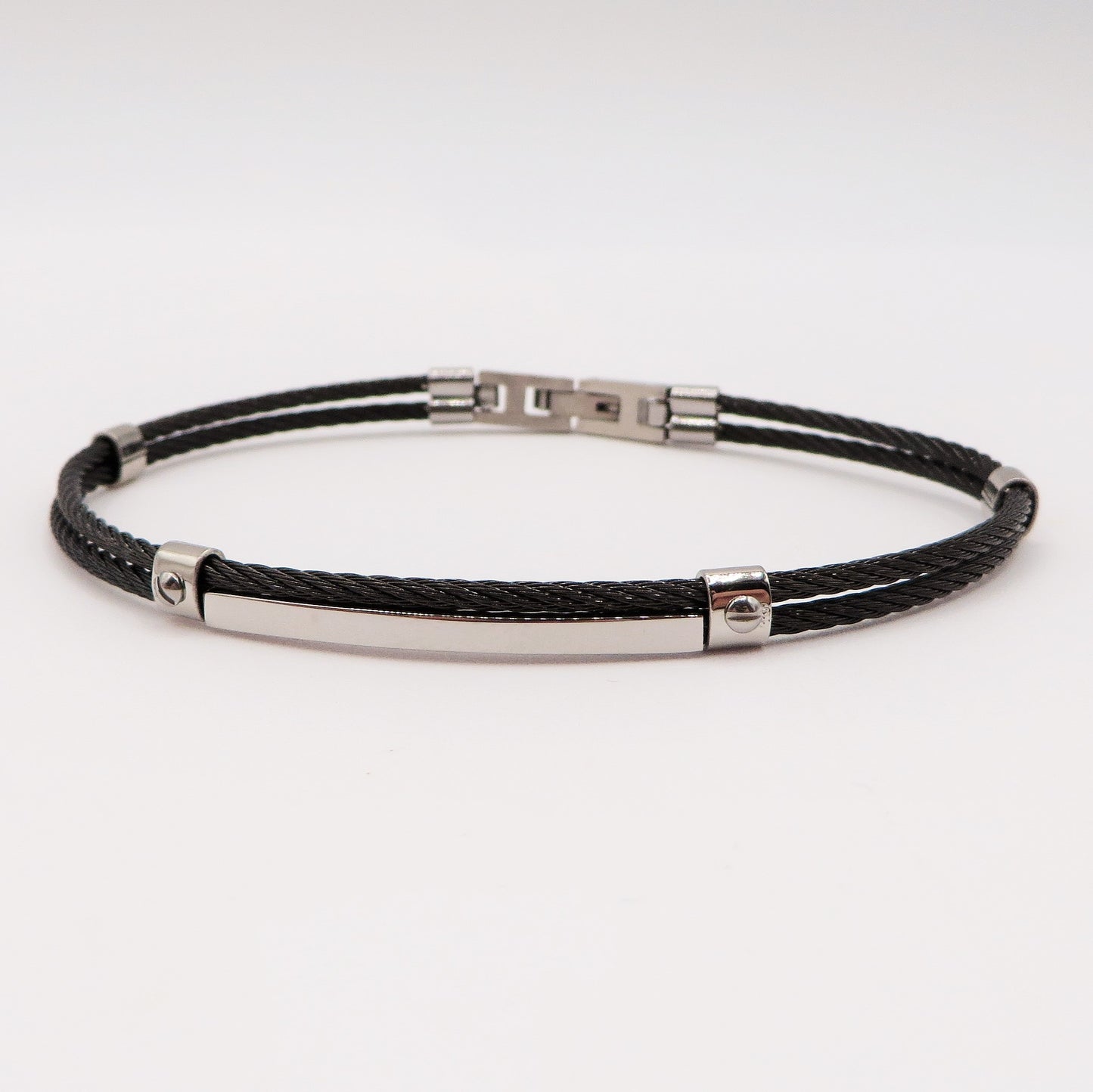 Bracciale uomo rigido  ACCIAIO INOSSIDABILE effetto funi black