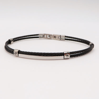 Bracciale uomo rigido  ACCIAIO INOSSIDABILE effetto funi black