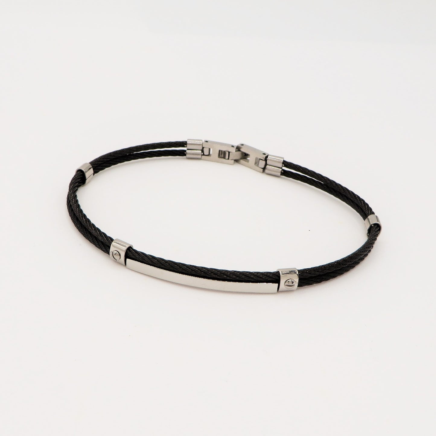 Bracciale uomo rigido  ACCIAIO INOSSIDABILE effetto funi black