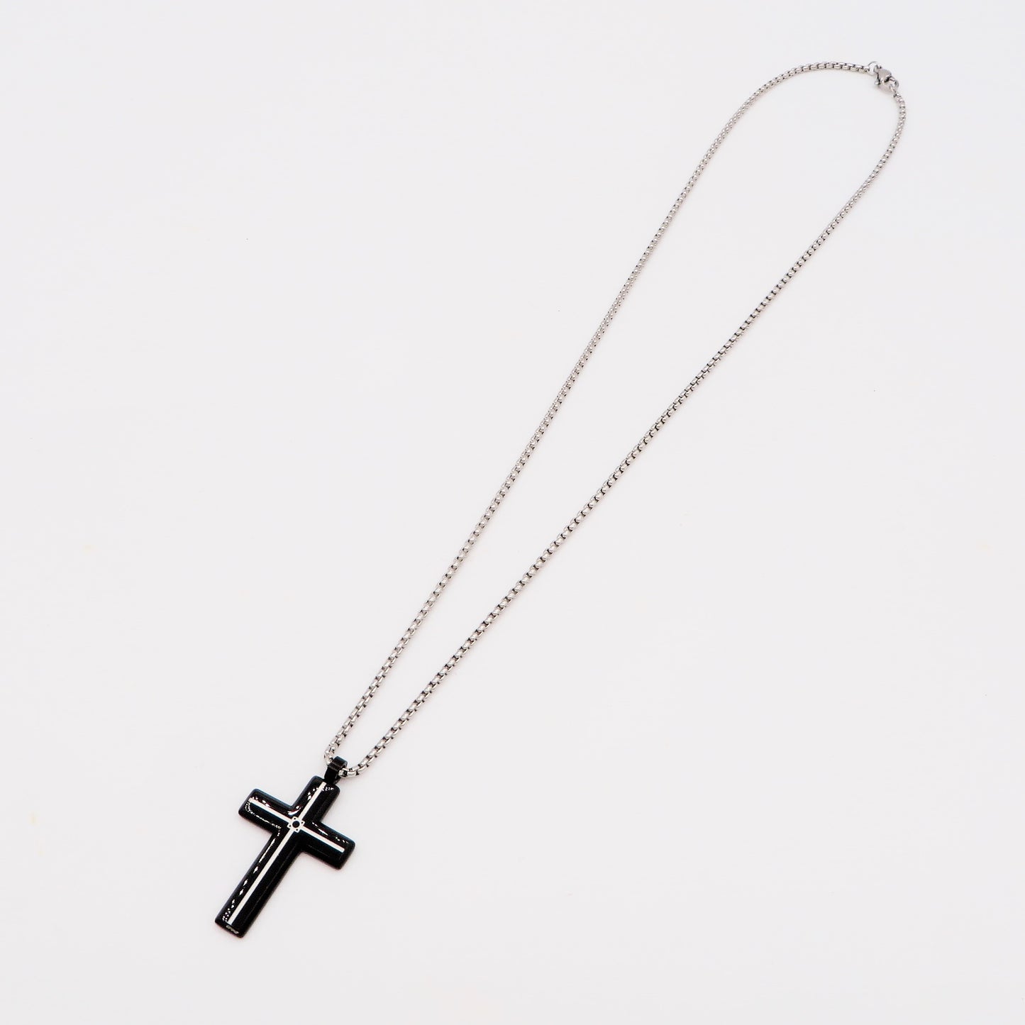 Collana pendente CROCE BLACK uomo ACCIAIO inossidabile