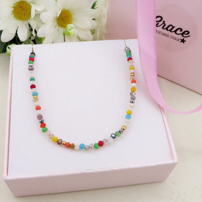 MAUI - Collana perline cristallo e ACCIAIO inossidabile colori brillanti