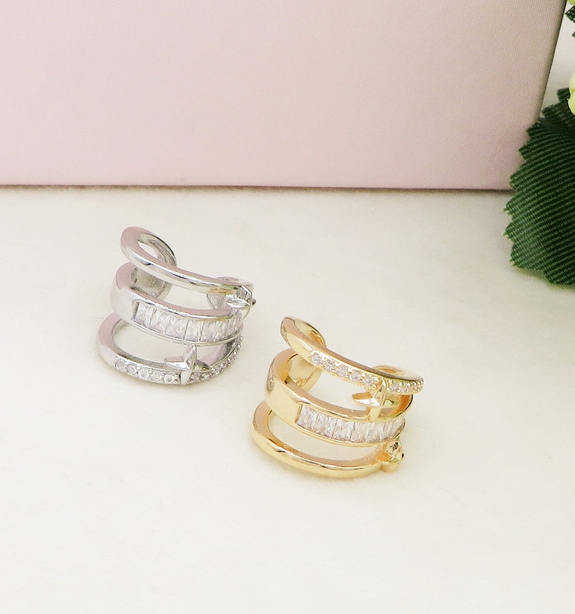 Earcuff 3 FILI STARS in cubic zirconia