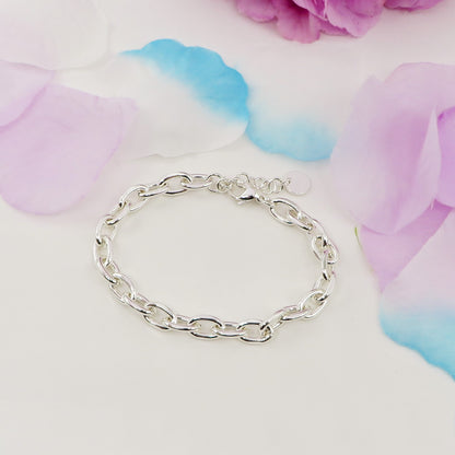 Catena OVALE bagnato ARGENTO ~ Bracciale in catena ACCIAIO INOSSIDABILE