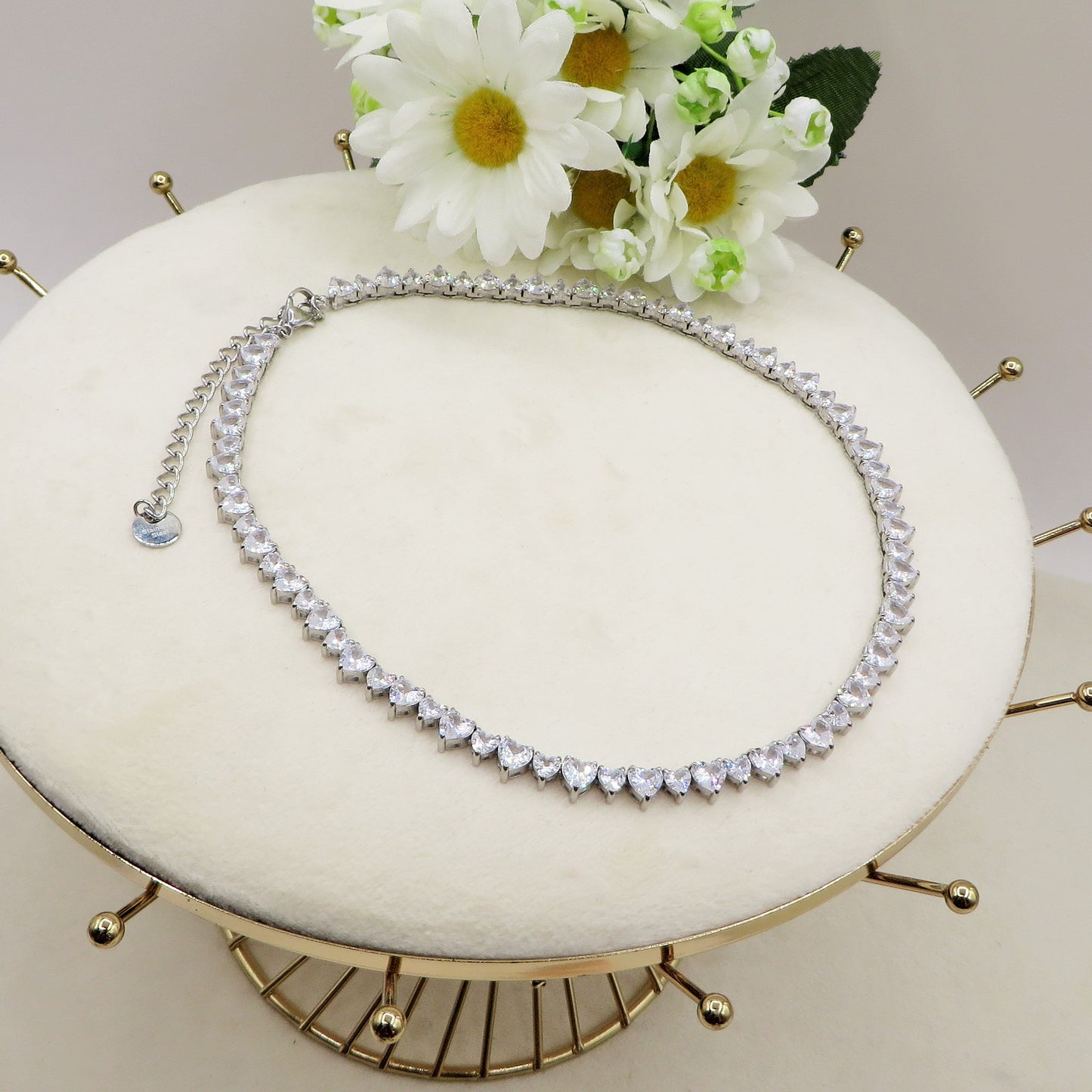 CHERIE "Choker" ACCIAIO INOSSIDABILE -  Collana collier in zirconi cubici a forma di cuore