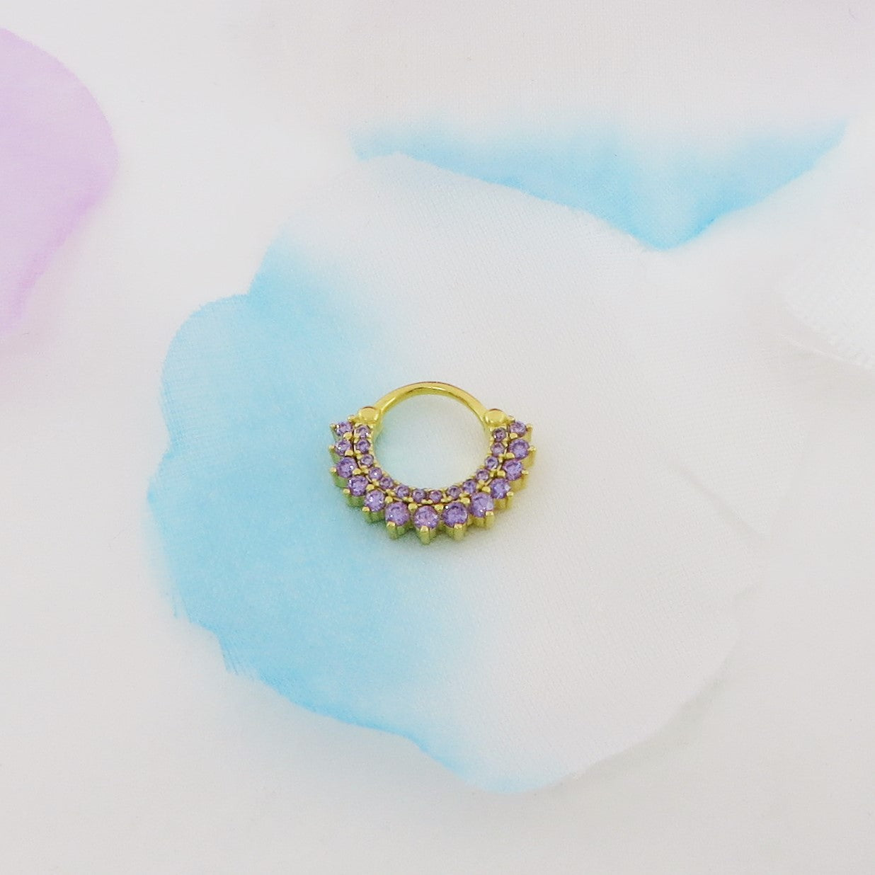 BONNIE Daith Piercing hoop ~ ARGENTO 925 cerchietto con cubic zirconia per daith, helix, anti-helix, fori alti