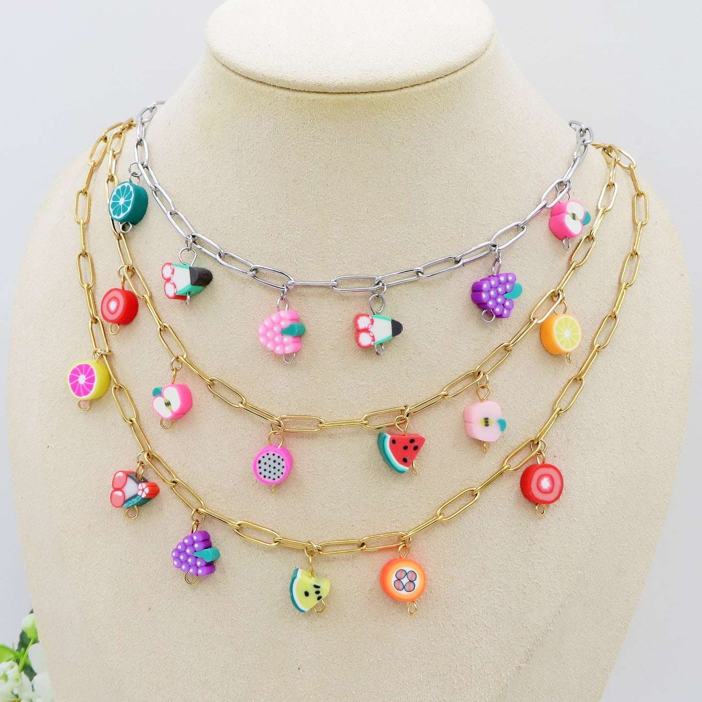 CUTE FRUITS - ACCIAIO inossidabile - Collana catena charms frutta