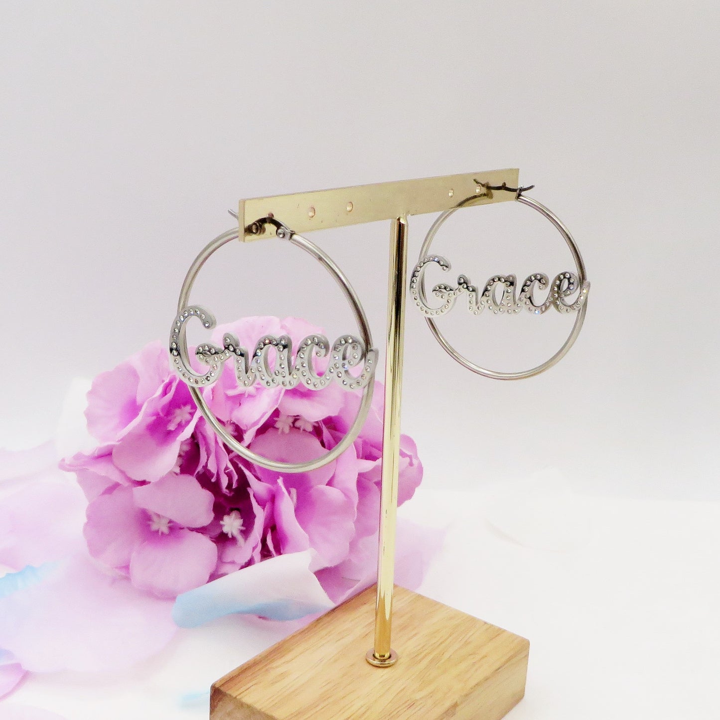 BRILLIANT big hoops - NOME PERSONALIZZATO Paio orecchini a cerchio in Acciaio Inossidabile