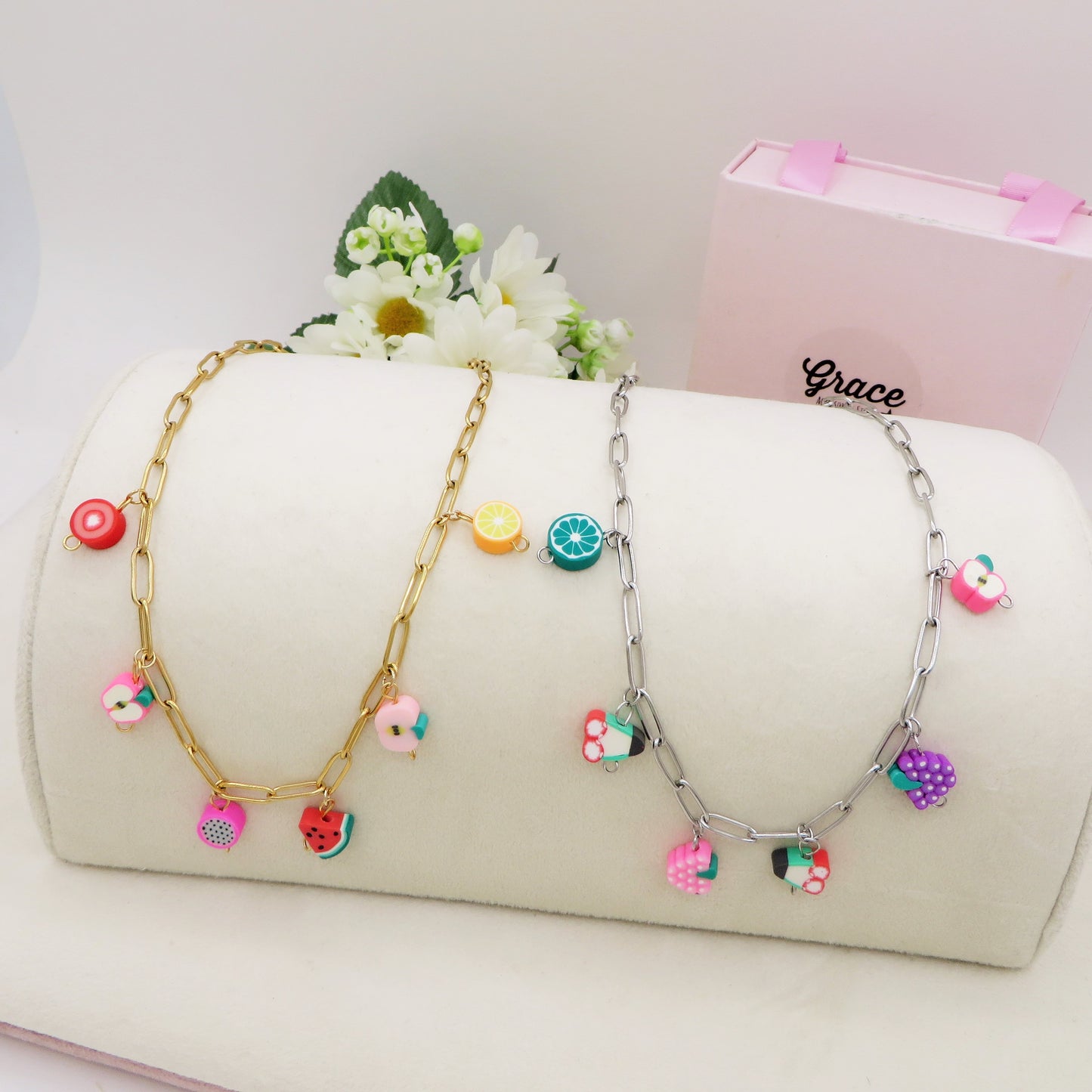 CUTE FRUITS - ACCIAIO inossidabile - Collana catena charms frutta