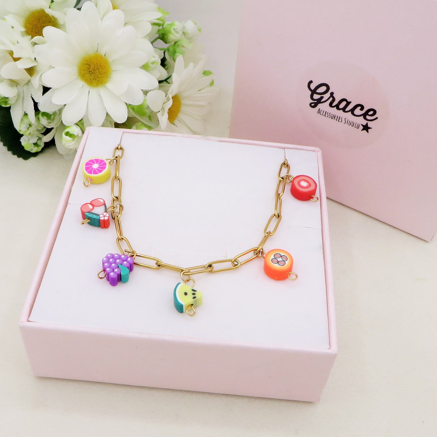 CUTE FRUITS - ACCIAIO inossidabile - Collana catena charms frutta