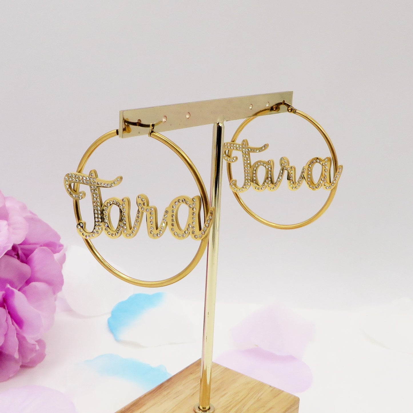 BRILLIANT big hoops - NOME PERSONALIZZATO Paio orecchini a cerchio in Acciaio Inossidabile