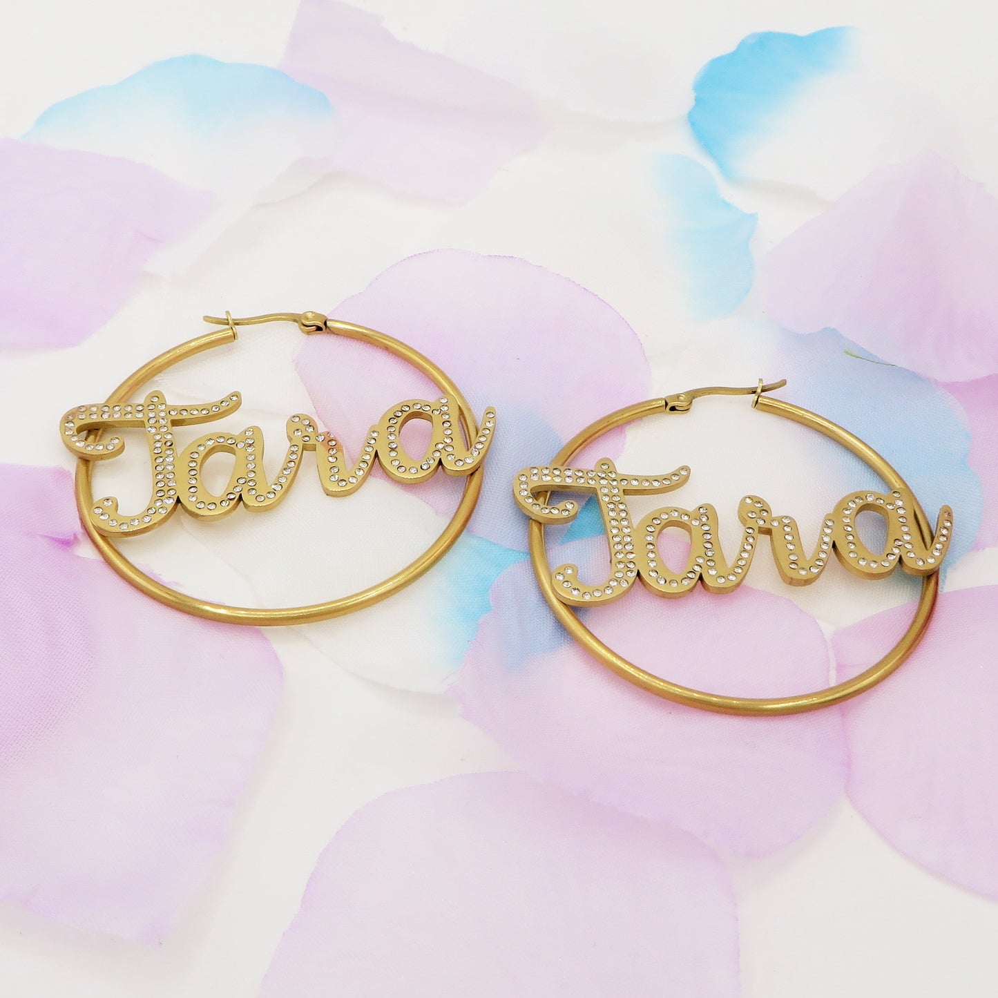BRILLIANT big hoops - NOME PERSONALIZZATO Paio orecchini a cerchio in Acciaio Inossidabile