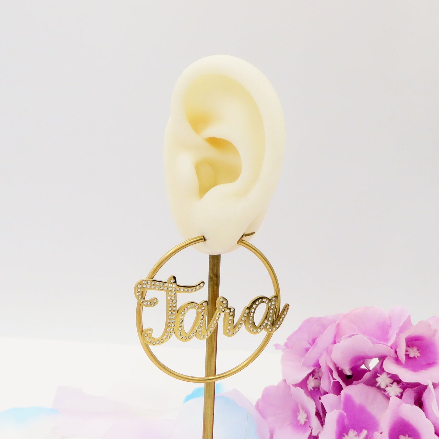 BRILLIANT big hoops - NOME PERSONALIZZATO Paio orecchini a cerchio in Acciaio Inossidabile