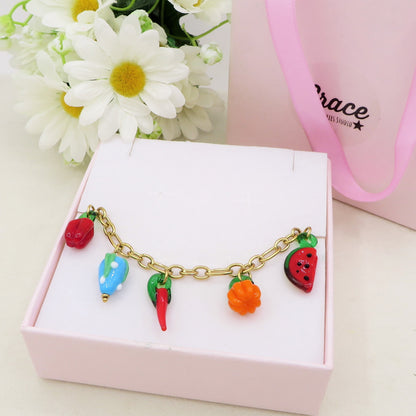SUMMER IN ITALY - ACCIAIO inossidabile - Bracciale catena charms frutta estiva