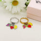 CUTE FRUITS ~ Anello regolabile in ACCIAIO INOSSIDABILE con pendenti frutta smaltata