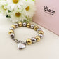 JOSIE Heart 2 ORI chiama angeli Bracciale  ~ Bracciale in ACCIAIO INOSSIDABILE con cuore bombè