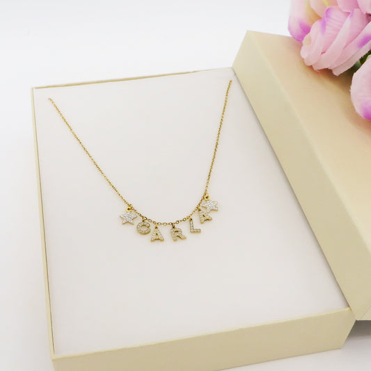 Collana Nome personalizzato zirconato in Acciaio Inossidabile