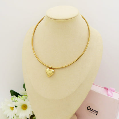 CASSANDRA ROUND  + CUORE BOMB ~ Collana tubogas tubolare ACCIAIO inossidabile