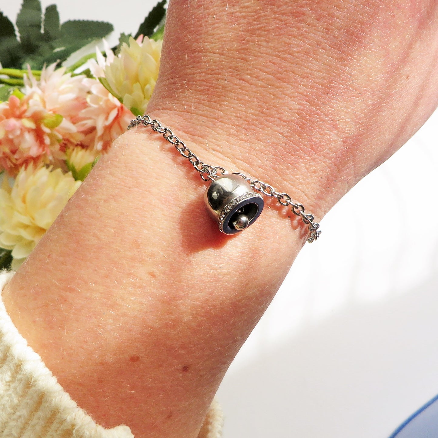 TINKERBELL ~ Bracciale ACCIAIO INOSSIDABILE con campanella zirconata