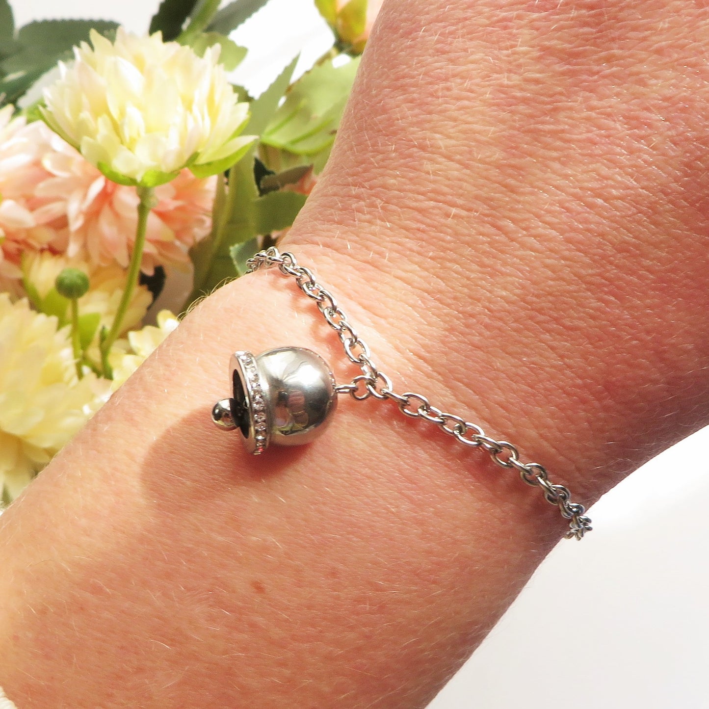 TINKERBELL ~ Bracciale ACCIAIO INOSSIDABILE con campanella zirconata