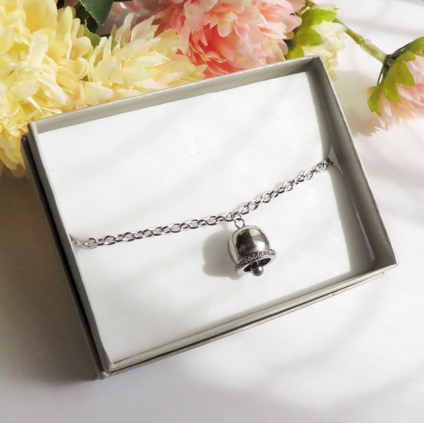 TINKERBELL ~ Bracciale ACCIAIO INOSSIDABILE con campanella zirconata