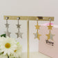 STARS pendenti ~ Orecchini  pendenti con stelle e  cubic zirconia in acciaio inossidabile