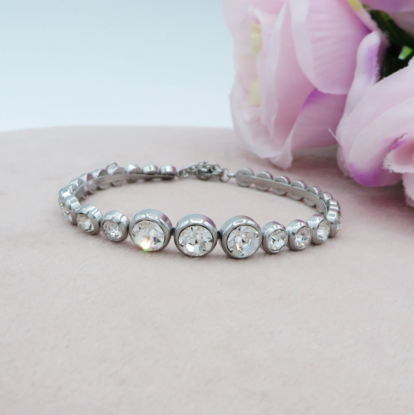 CINDY degradè ~ ACCIAIO INOSSIDABILE - Bracciale tennis in cubic zirconia rotondi