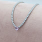 AURORA ~ ACCIAIO INOSSIDABILE - Choker tennis in cubic zirconia con cuore centrale