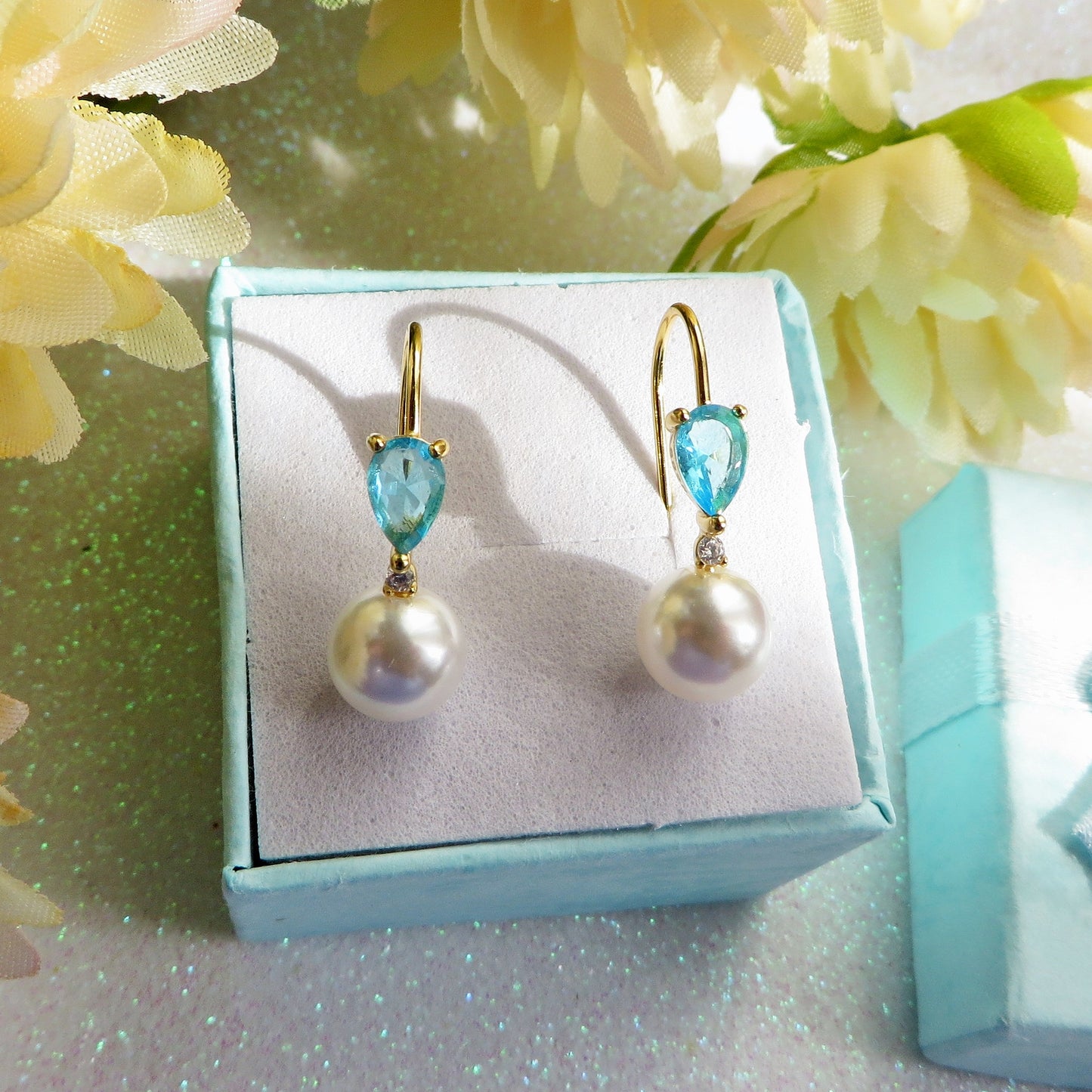 CELESTE PEARLS ~ Coppia Orecchini ARGENTO 925 monachella con perla e cubic zirconia