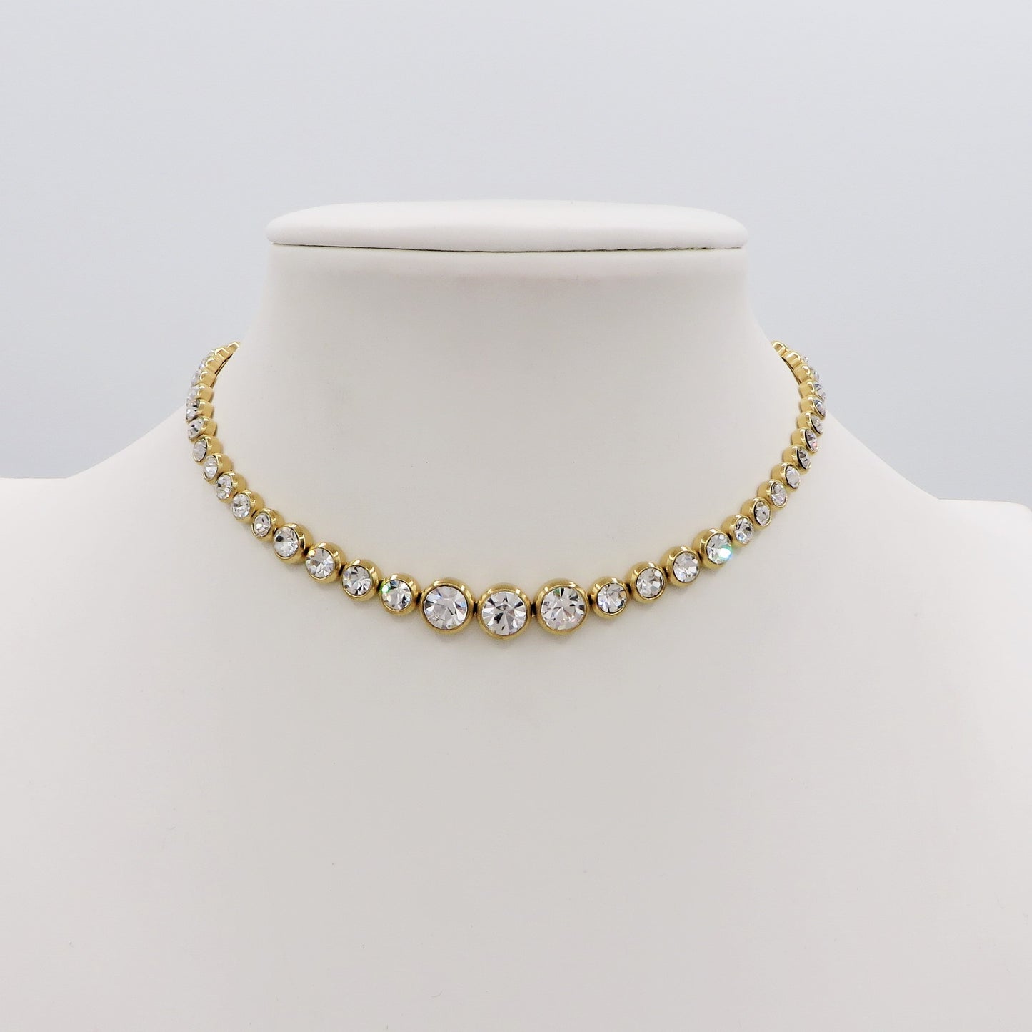 CINDY degradè ~ Girocollo choker in ACCIAIO INOSSIDABILE e cubic zirconia rotondi