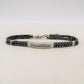 ARES Bracciale uomo  Targhetta con greche e cubetti in ematite -  ACCIAIO INOSSIDABILE