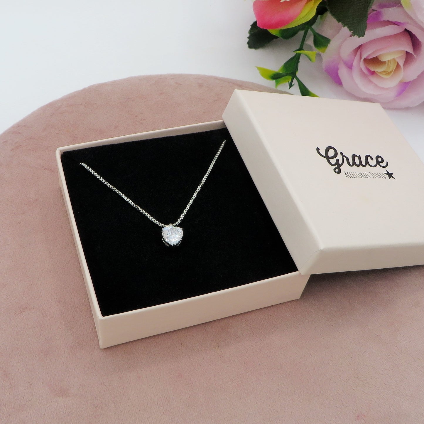 ANNIE - ACCIAIO INOSSIDABILE - Collana con cuore in cubic zirconia