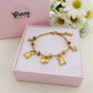 TEDDY CLOVER - Bracciale con orsetti, quadrifoglio e cuori pendenti bombe' ACCIAIO INOSSIDABILE