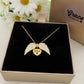 ANGEL HEART ~ ACCIAIO inossidabile - Collana ciondolo ali zirconate apribili con incisione PERSONALIZZATA