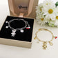 CHERRY TEDDY - ACCIAIO inossidabile - Bracciale catena charms orsetto, ciligie, cuore sacro