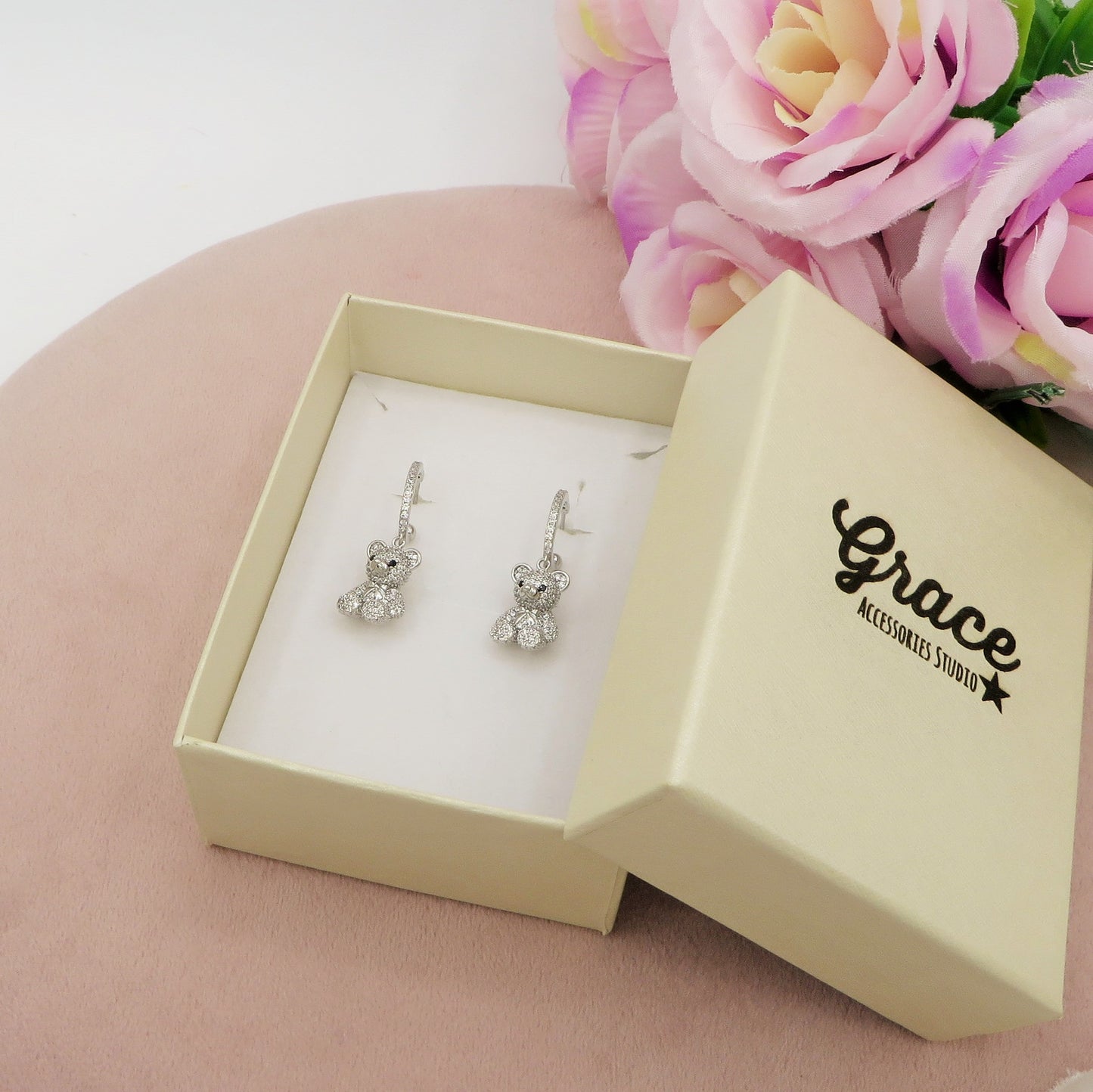 PADDINGTON - Orecchini pendenti in cubic zirconia a orsetto