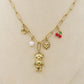CHERRY TEDDY Collana - ACCIAIO inossidabile - Collana catena charms orsetto, ciligie, cuore sacro