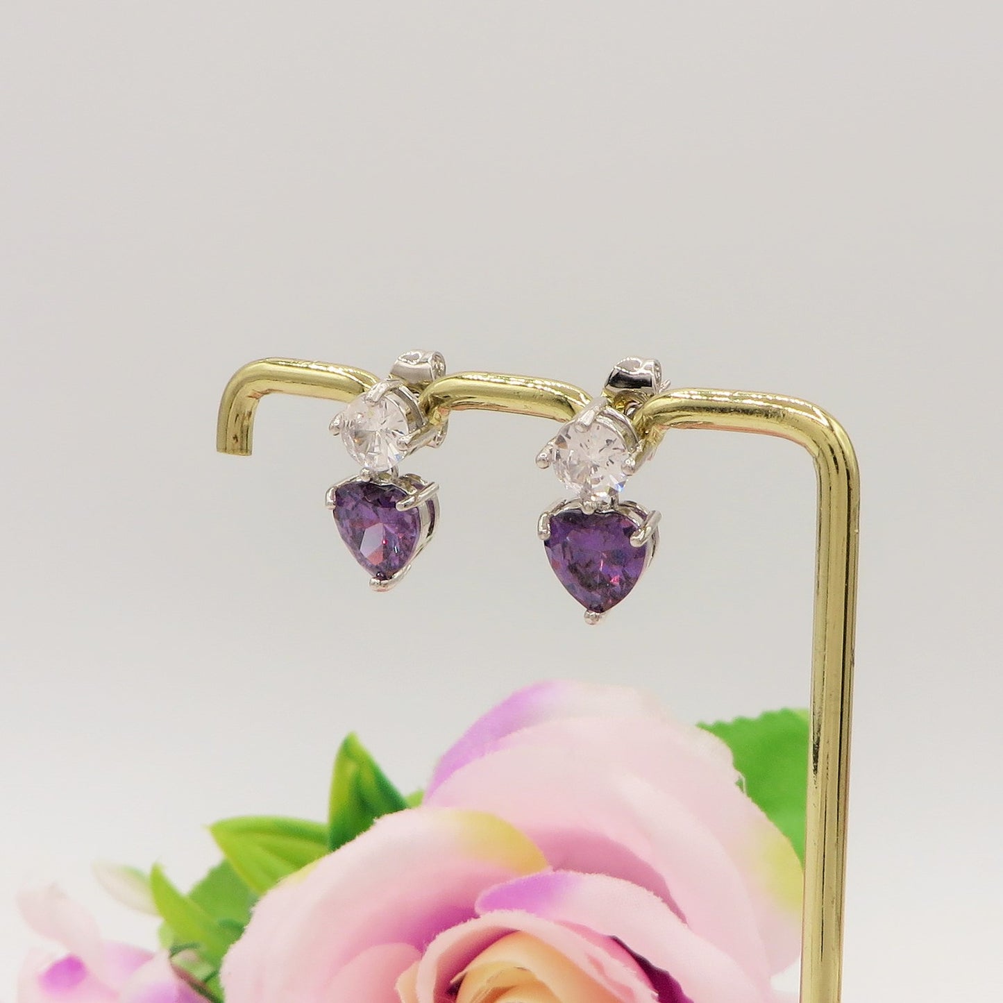 ANNIE mini pendente - Orecchini pendenti in cubic zirconia a forma di cuore