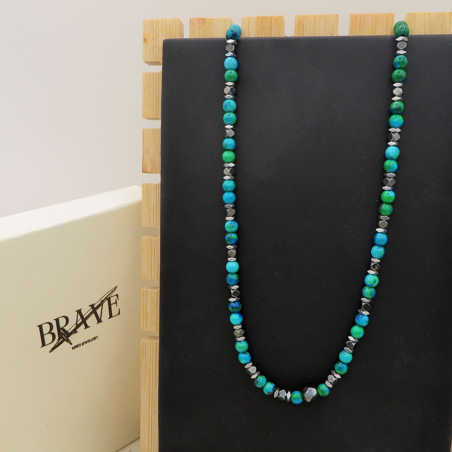 Collana in Azurite e accessori bruniti uomo ACCIAIO INOSSIDABILE