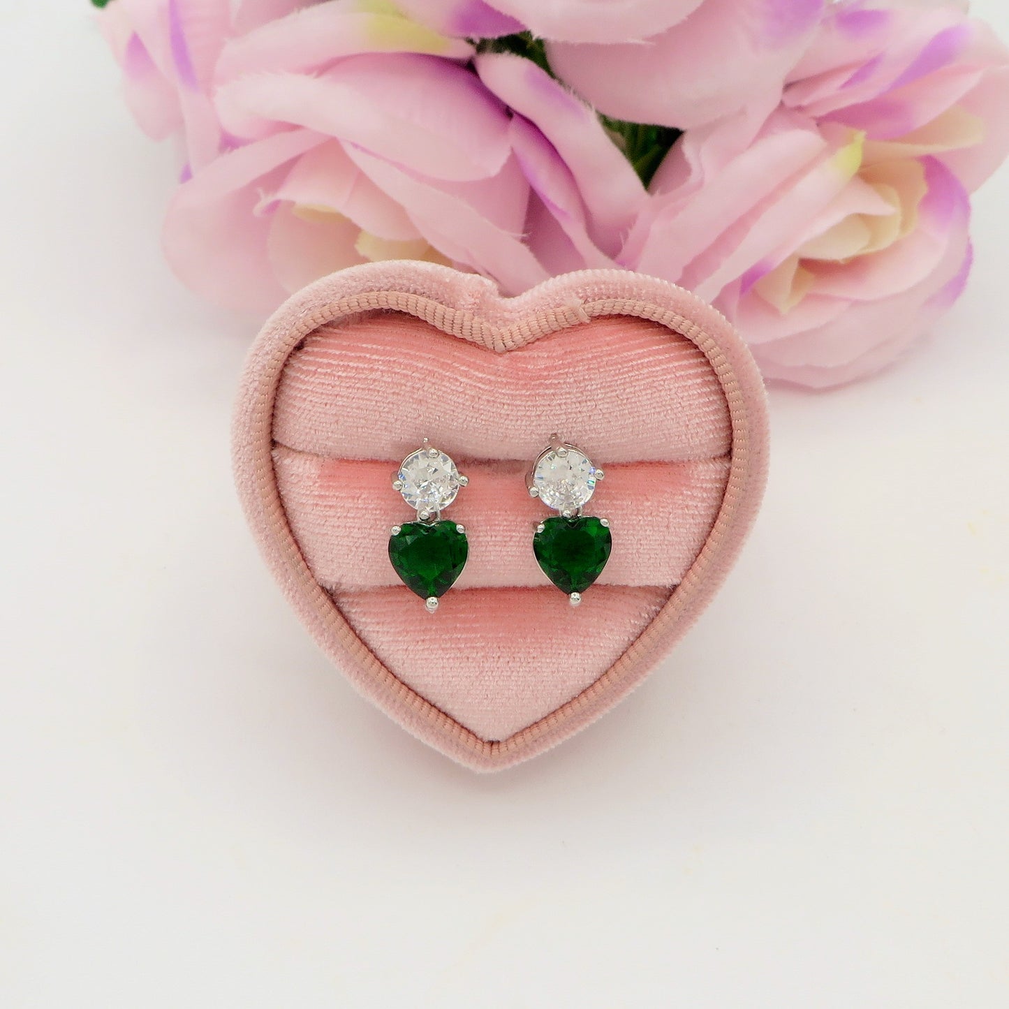 ANNIE mini pendente - Orecchini pendenti in cubic zirconia a forma di cuore