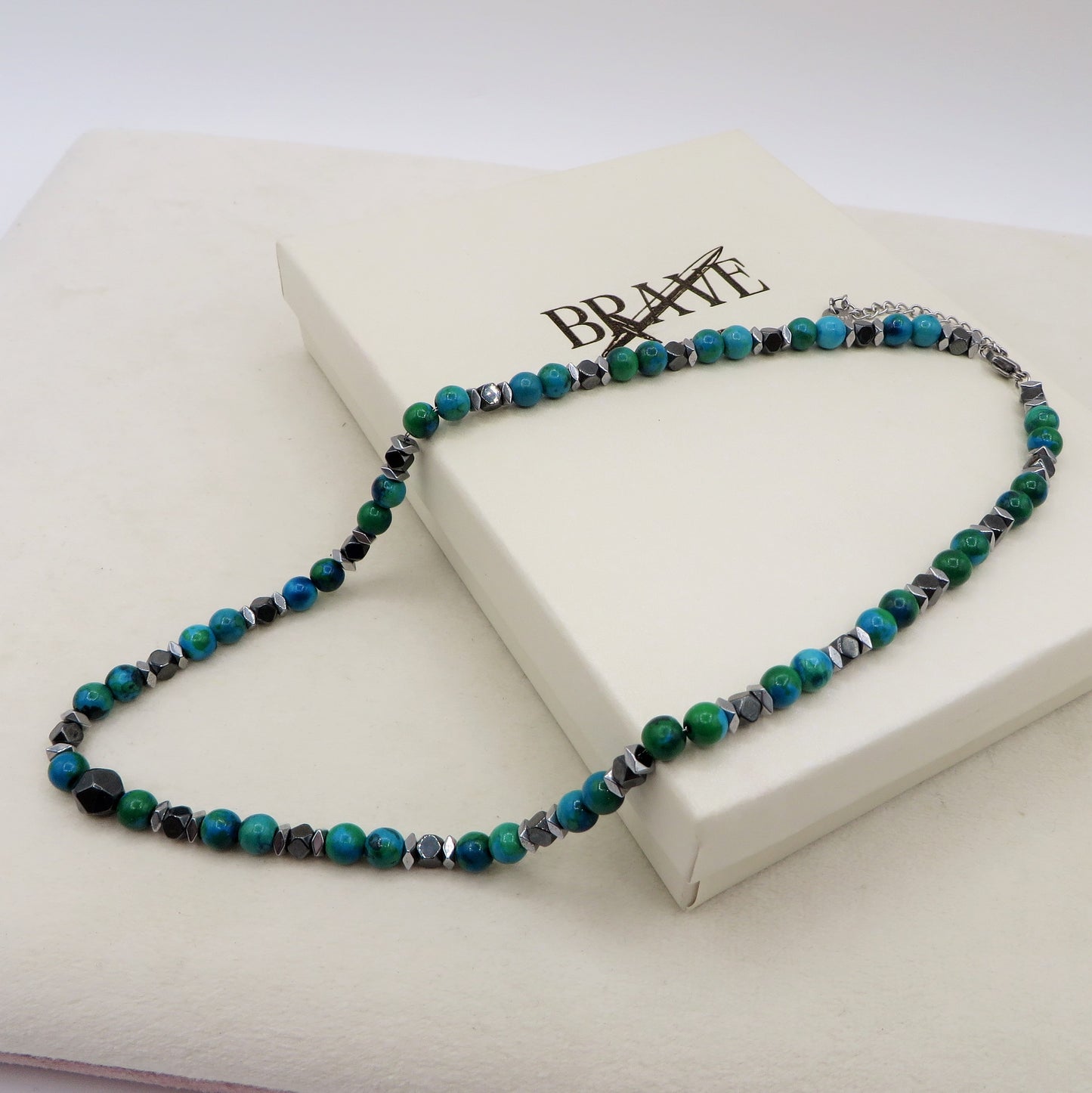 Collana in Azurite e accessori bruniti uomo ACCIAIO INOSSIDABILE