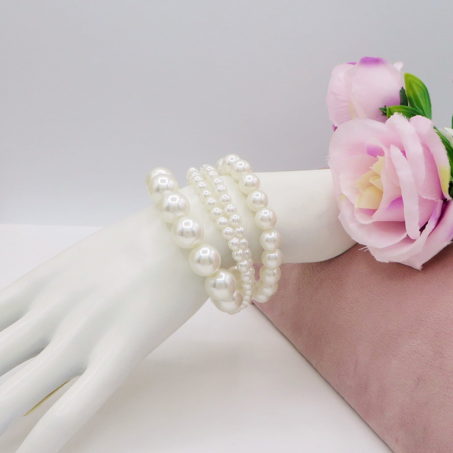 PEARLS DEGRADE' - set Bracciali in maxi perle elasticicizzati