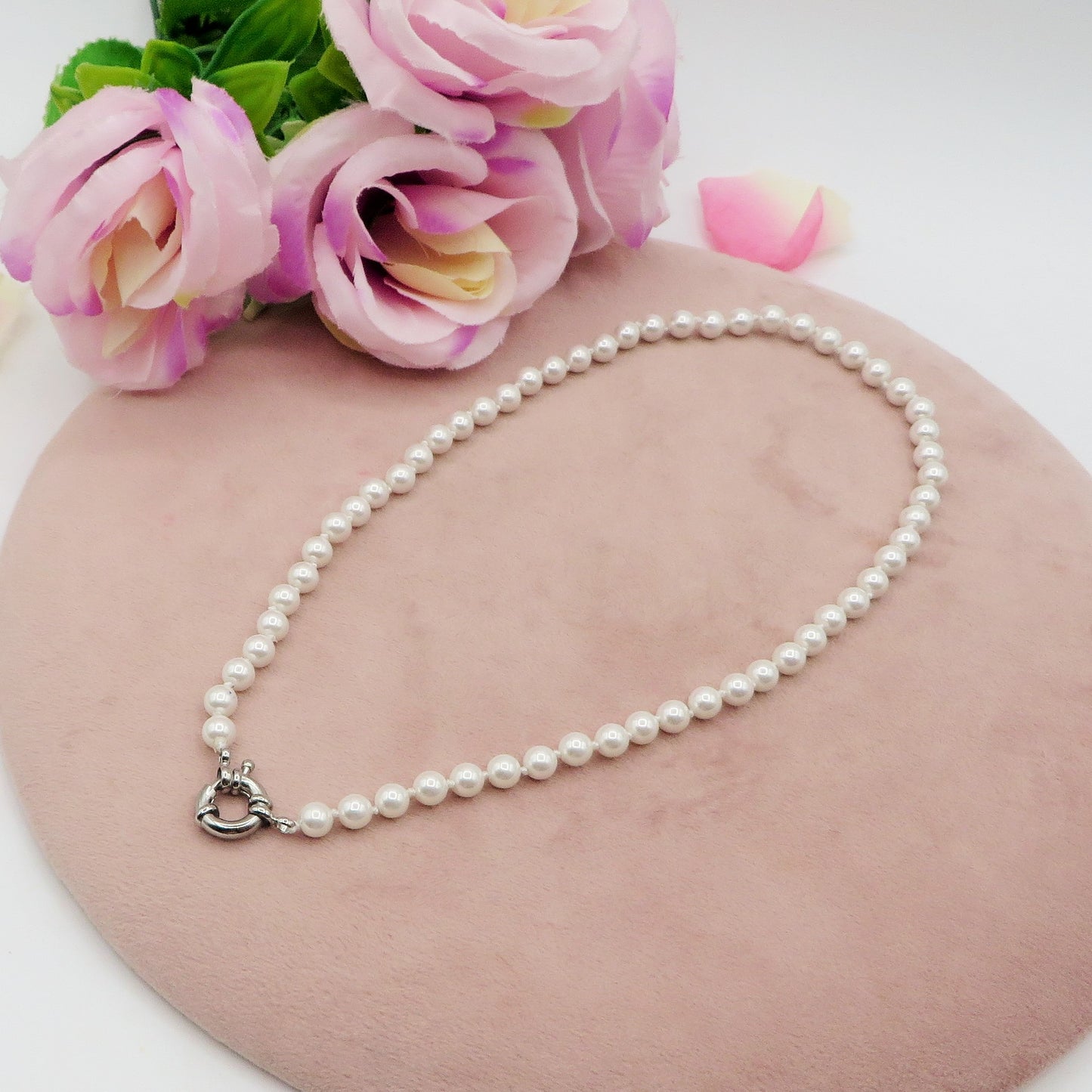Collana perla PERSONALIZZATA ~ Timone con Doppia INIZIALE Zirconata in Acciaio inossidabile