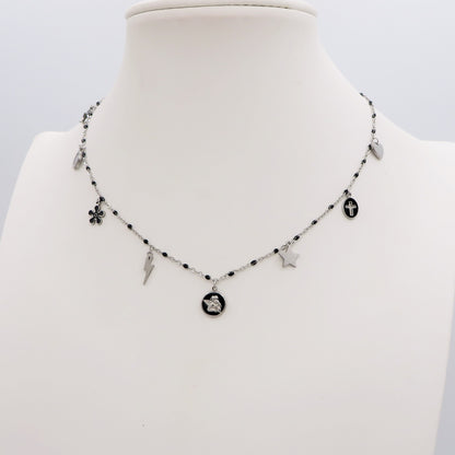 CHERUB CHARMS ~ Collana ACCIAIO INOSSIDABILE con perline e ciondoli