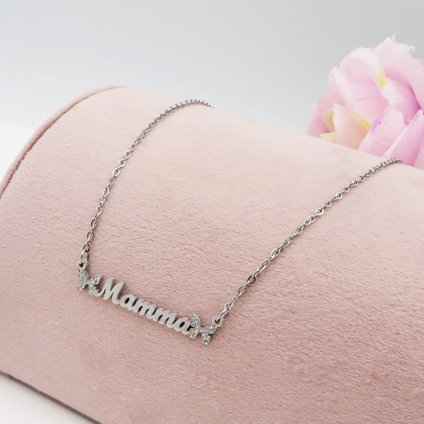 MAMMA BUTTERFLIES Collana e Bracciale Nome Personalizzato in ACCIAIO Inossidabile