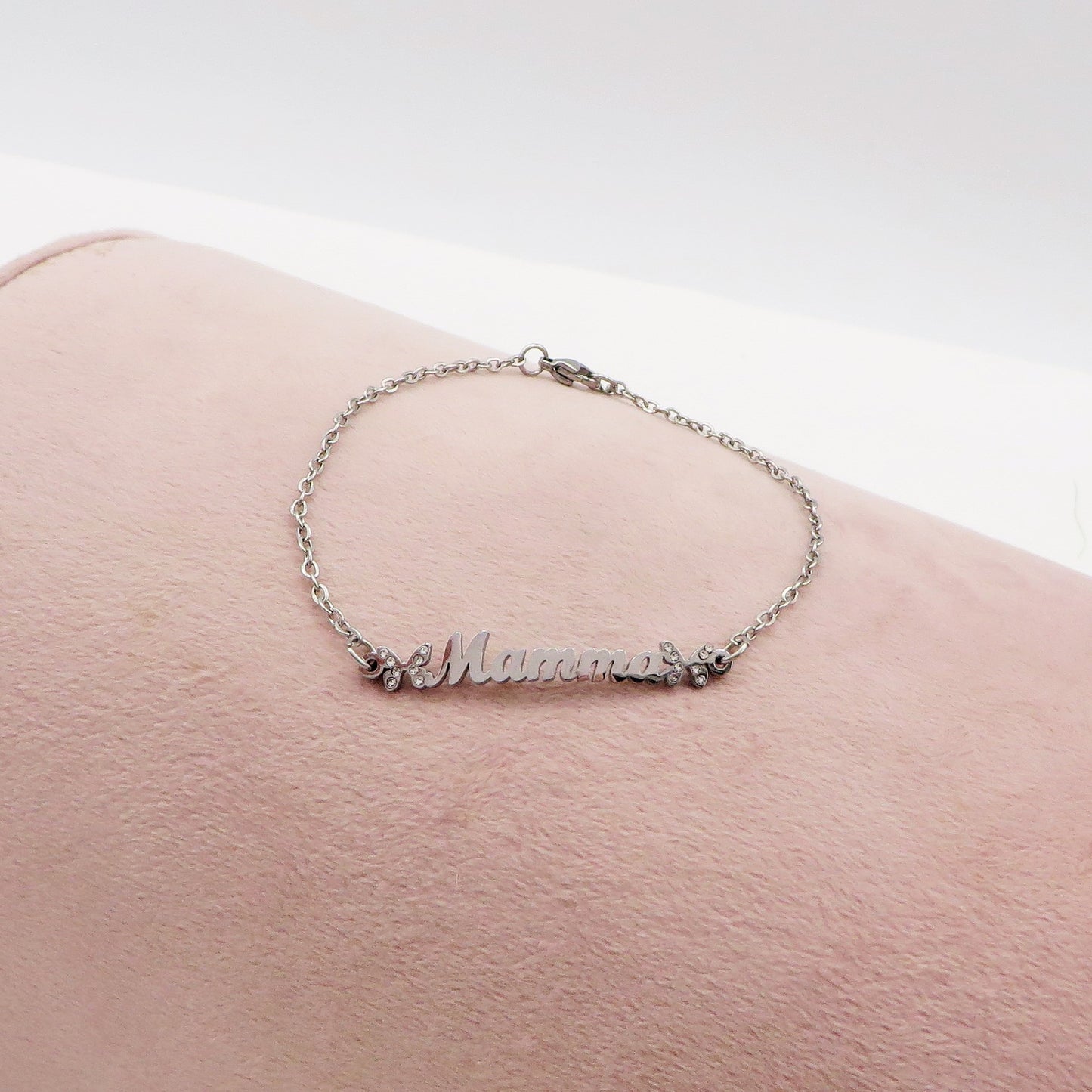 MAMMA BUTTERFLIES Collana e Bracciale Nome Personalizzato in ACCIAIO Inossidabile