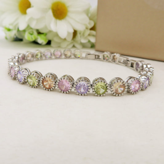 DELILAH SPRING RAINBOW - Bracciale Tennis con Cubic Zirconia rotondi