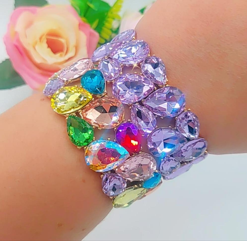 KRISTIN - Bracciale elasticizzato con pietre sfaccettate