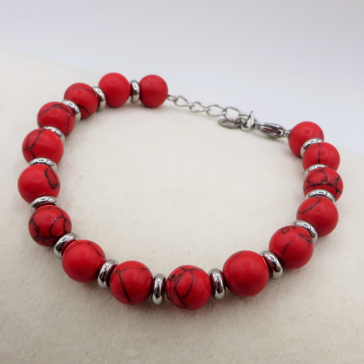 Bracciale HOWLITE rosso - UOMO -  ACCIAIO inossidabile